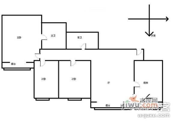 锦绣园公寓4室2厅2卫户型图