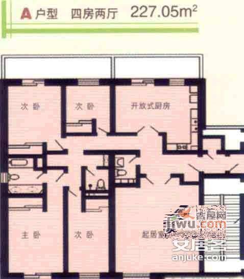 联堡公寓4室2厅3卫230㎡户型图