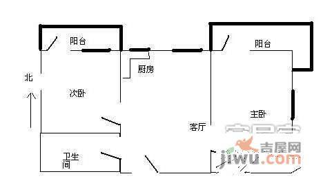 三里屯北里2室1厅1卫78㎡户型图