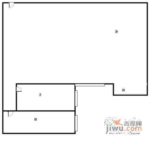 三里屯北里1室1厅1卫22㎡户型图