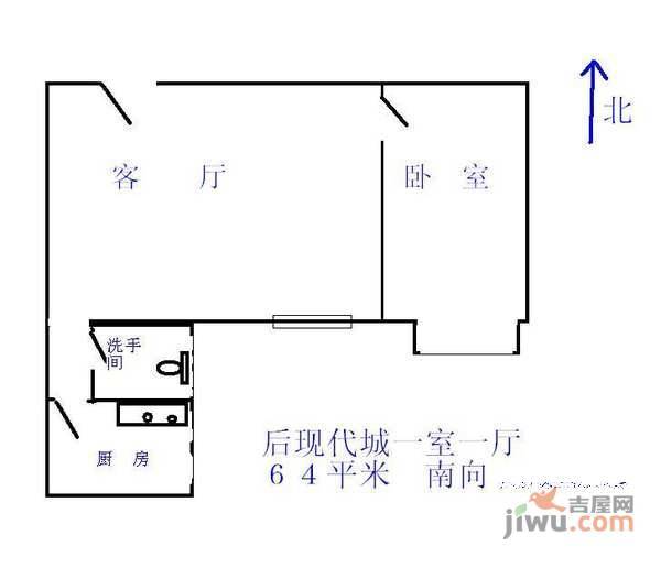 百子湾东里1室1厅1卫82㎡户型图