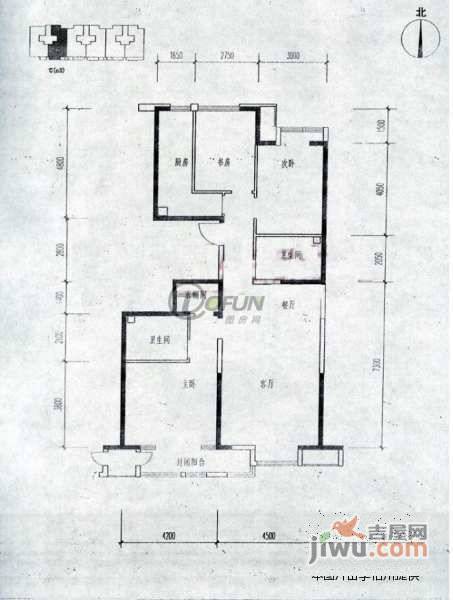 百子湾东里3室2厅2卫143㎡户型图