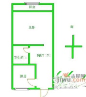 花家地南里1室1厅1卫44㎡户型图