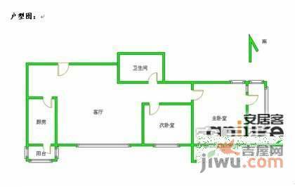 外专大厦2室1厅1卫90㎡户型图