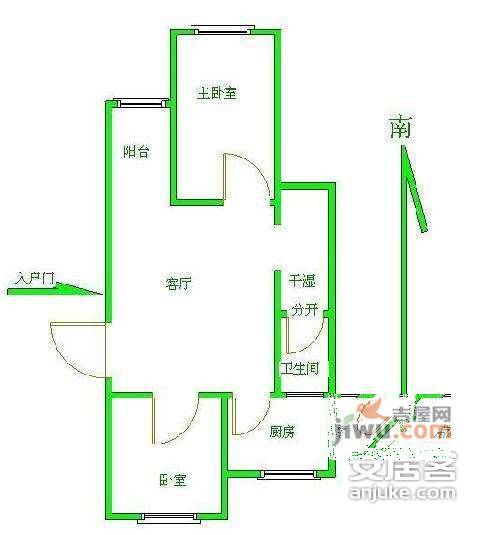 民族园9号院2室1厅1卫78㎡户型图