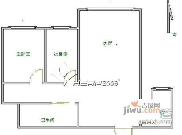 亚奥人家2室1厅1卫120㎡户型图