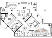 华展国际公寓3室2厅2卫191㎡户型图