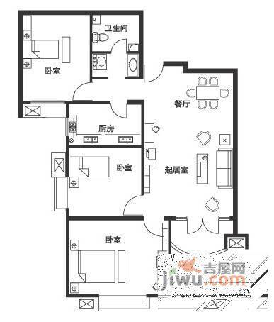 石佛营东里128号院3室1厅1卫106㎡户型图