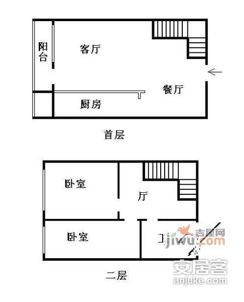 万科金阳国际公寓2室1厅2卫户型图