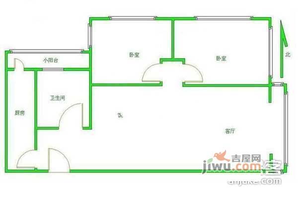 紫萝园2室1厅1卫92㎡户型图