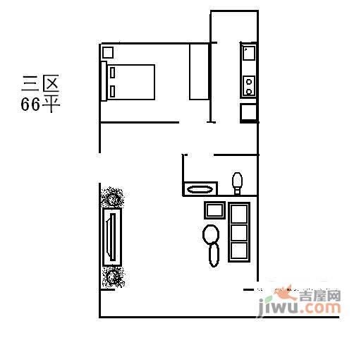 机场南路东里1室1厅1卫34㎡户型图