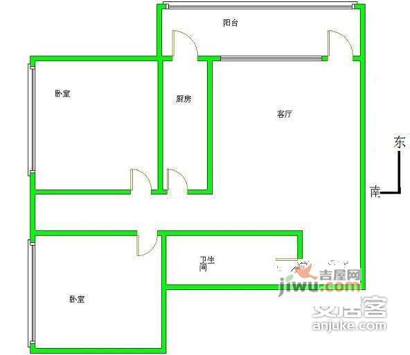 富华家园2室1厅1卫95㎡户型图