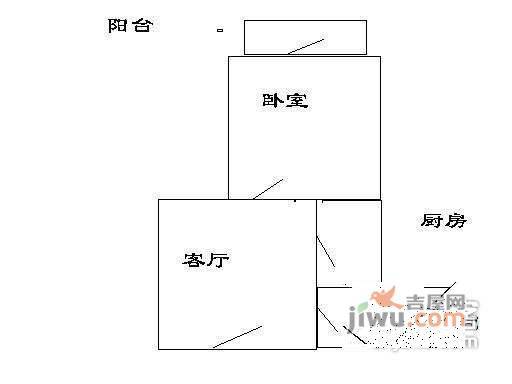 雅成一里1室1厅1卫61㎡户型图