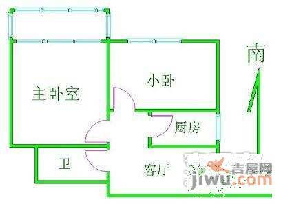 惠新南里2号院1室1厅1卫43㎡户型图