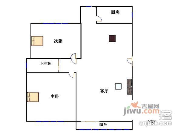 鸿博家园1室1厅1卫60㎡户型图