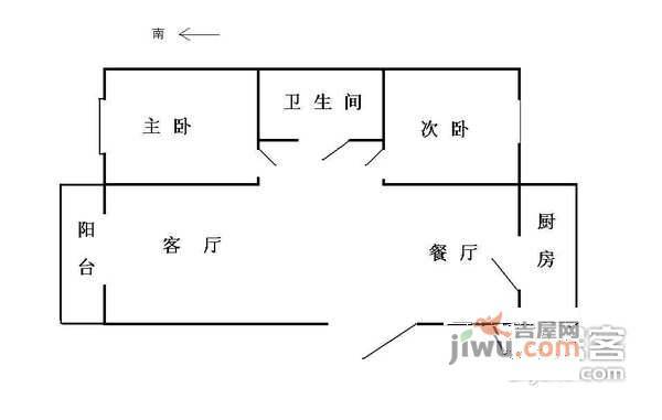 鸿博家园2室1厅1卫95㎡户型图