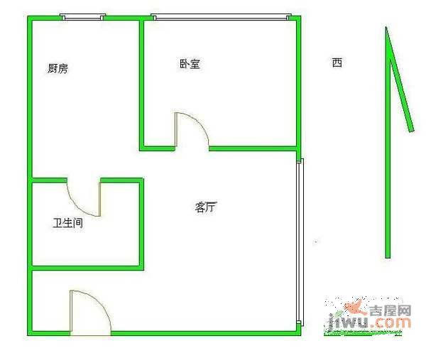 隆远阁1室1厅1卫67㎡户型图