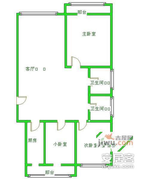 静安苑3室2厅2卫户型图