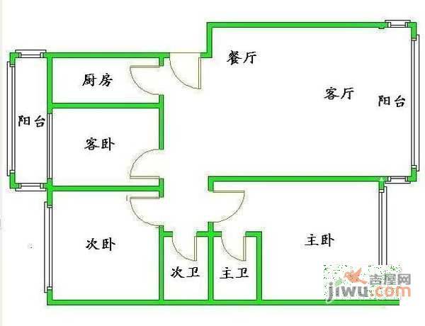 静安苑3室2厅2卫户型图