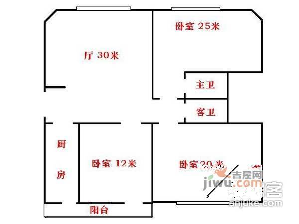 静安苑3室1厅1卫户型图