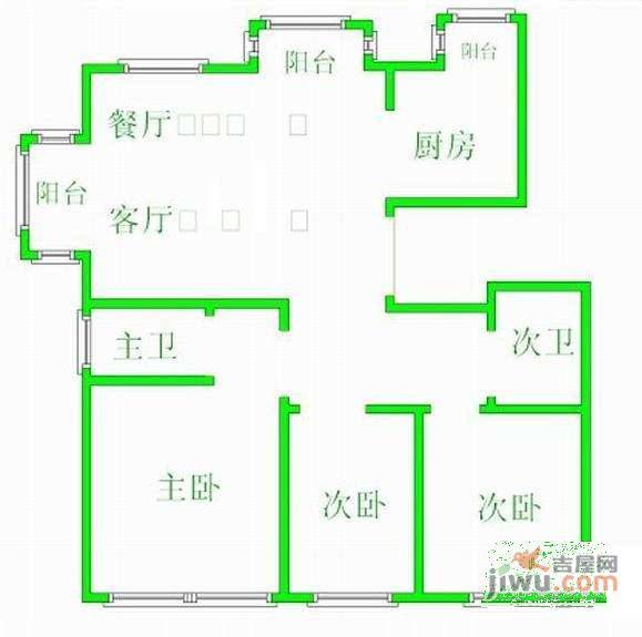 土星园3室2厅2卫134㎡户型图