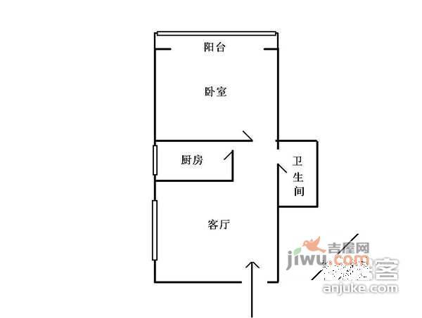 西坝河北里社科院1室1厅1卫64㎡户型图