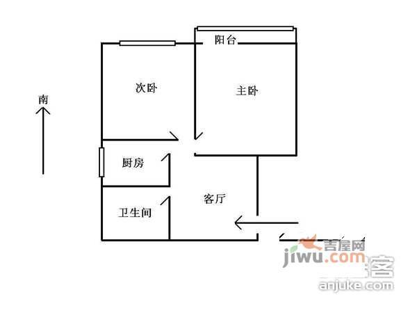 西坝河北里社科院2室1厅1卫72㎡户型图