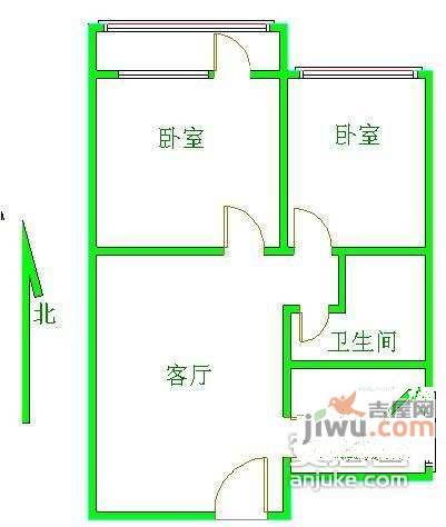 小黄庄甲8号院2室1厅1卫61㎡户型图