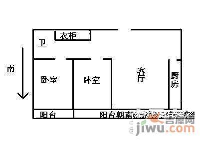 富仁名苑2室1厅1卫96㎡户型图