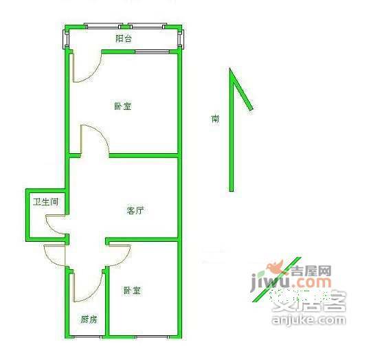 安华里社区2室1厅1卫61㎡户型图