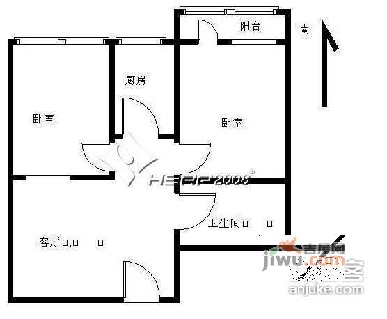 安华里社区2室1厅1卫61㎡户型图