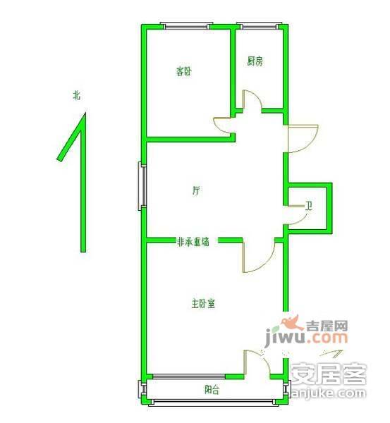 安华里一区2室1厅1卫86㎡户型图