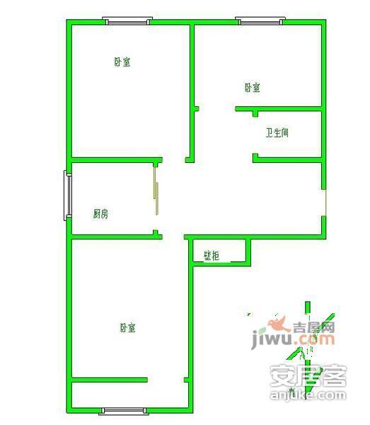 农丰里3室1厅1卫105㎡户型图