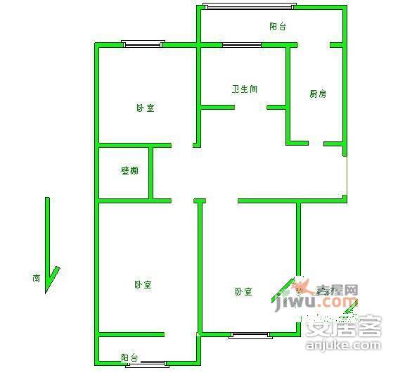 农丰里3室1厅1卫105㎡户型图