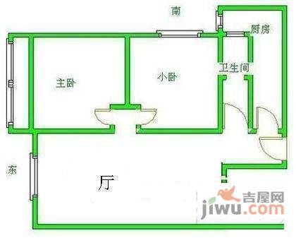 泓善家园2室1厅1卫88㎡户型图