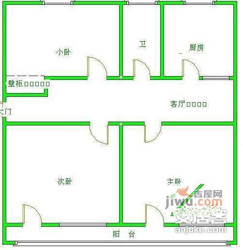 华威南路小区3室1厅1卫83㎡户型图