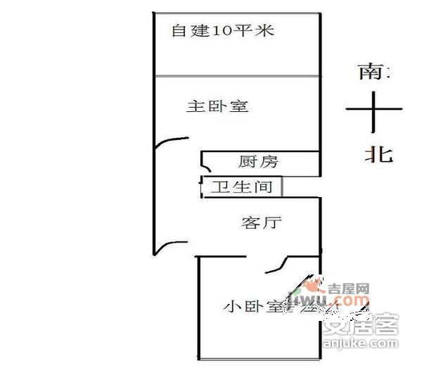 华威南路小区2室1厅1卫74㎡户型图