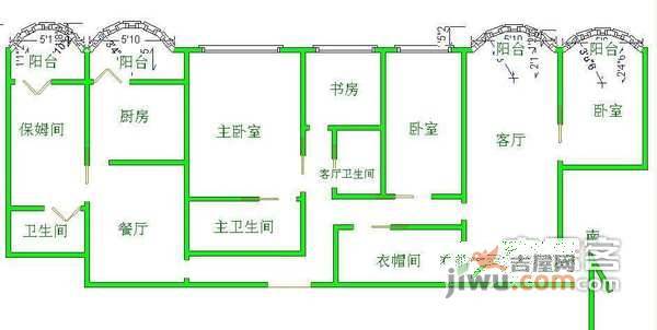 翌景嘉园5室2厅2卫215㎡户型图