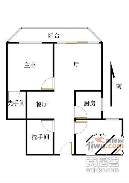 紫东苑2室2厅2卫129㎡户型图