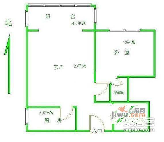 建业苑1室1厅1卫68㎡户型图