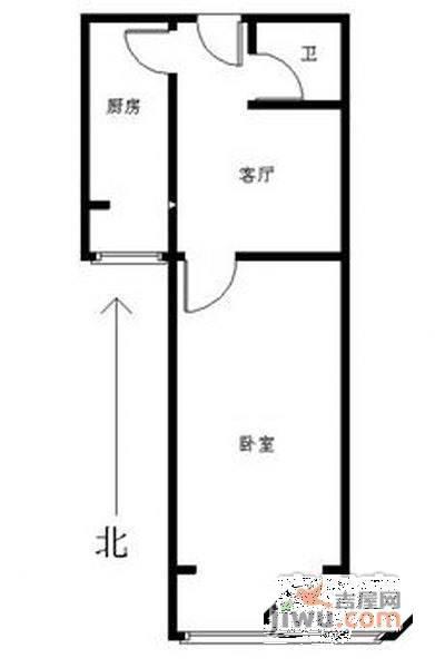 松榆东里1室1厅1卫55㎡户型图