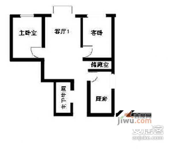 松榆里社区2室1厅1卫80㎡户型图