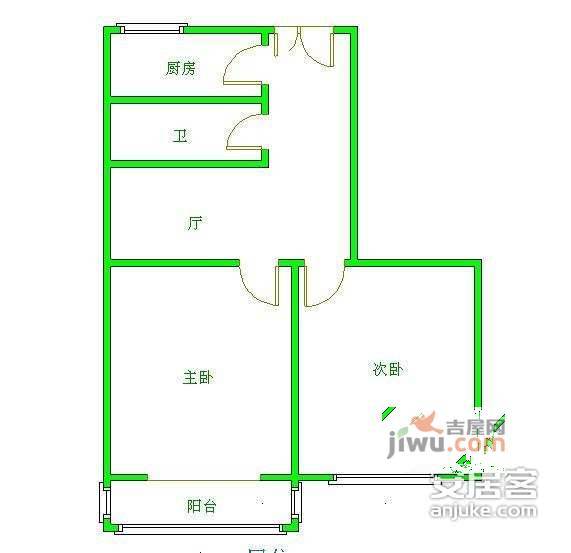 垂杨柳北里2室1厅1卫83㎡户型图