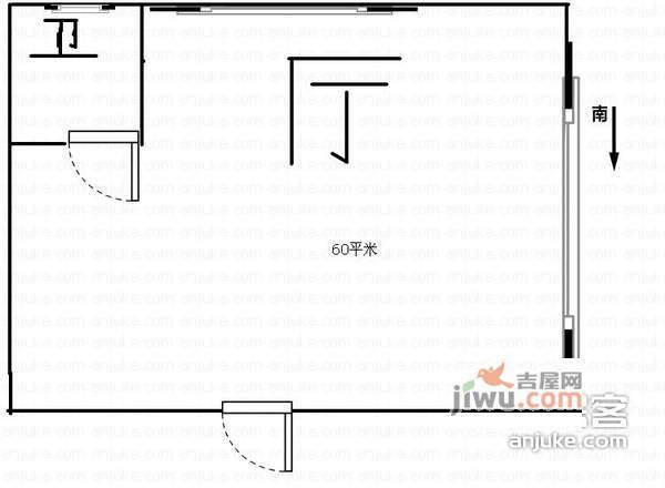 零点特区1室0厅1卫45㎡户型图