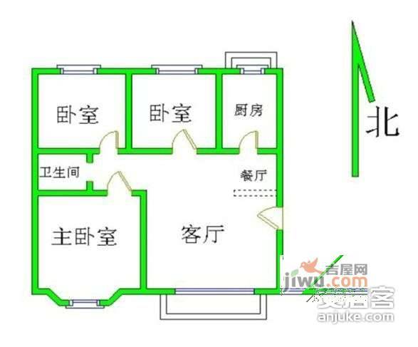 丽景苑3室2厅1卫112㎡户型图