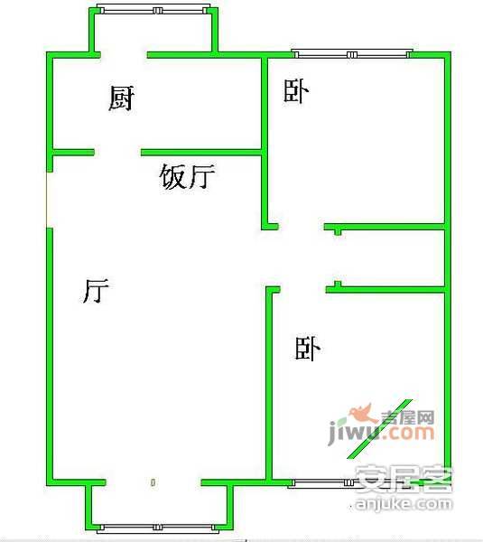 天泰新房苑2室2厅1卫107㎡户型图