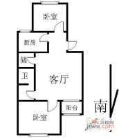 北京卷烟厂西宿舍区2室1厅1卫84㎡户型图