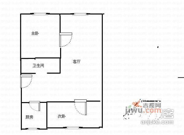 三间房南里2室1厅1卫60㎡户型图