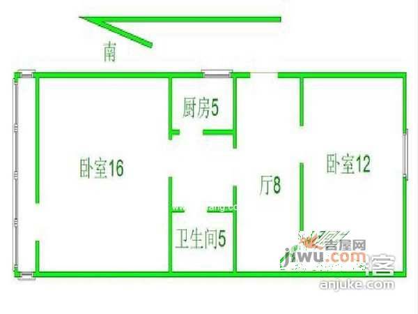 三间房南里2室1厅1卫60㎡户型图