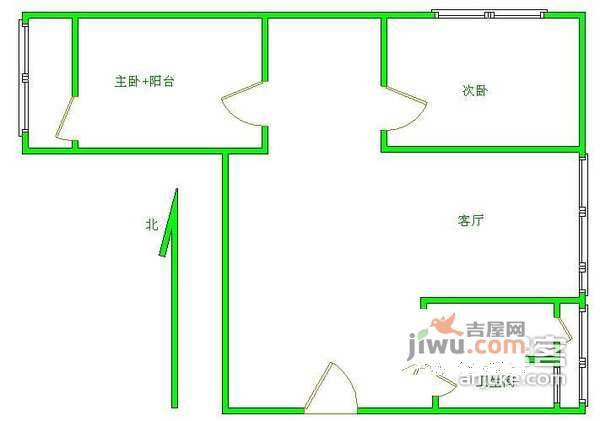 妇联小区2室1厅1卫75㎡户型图